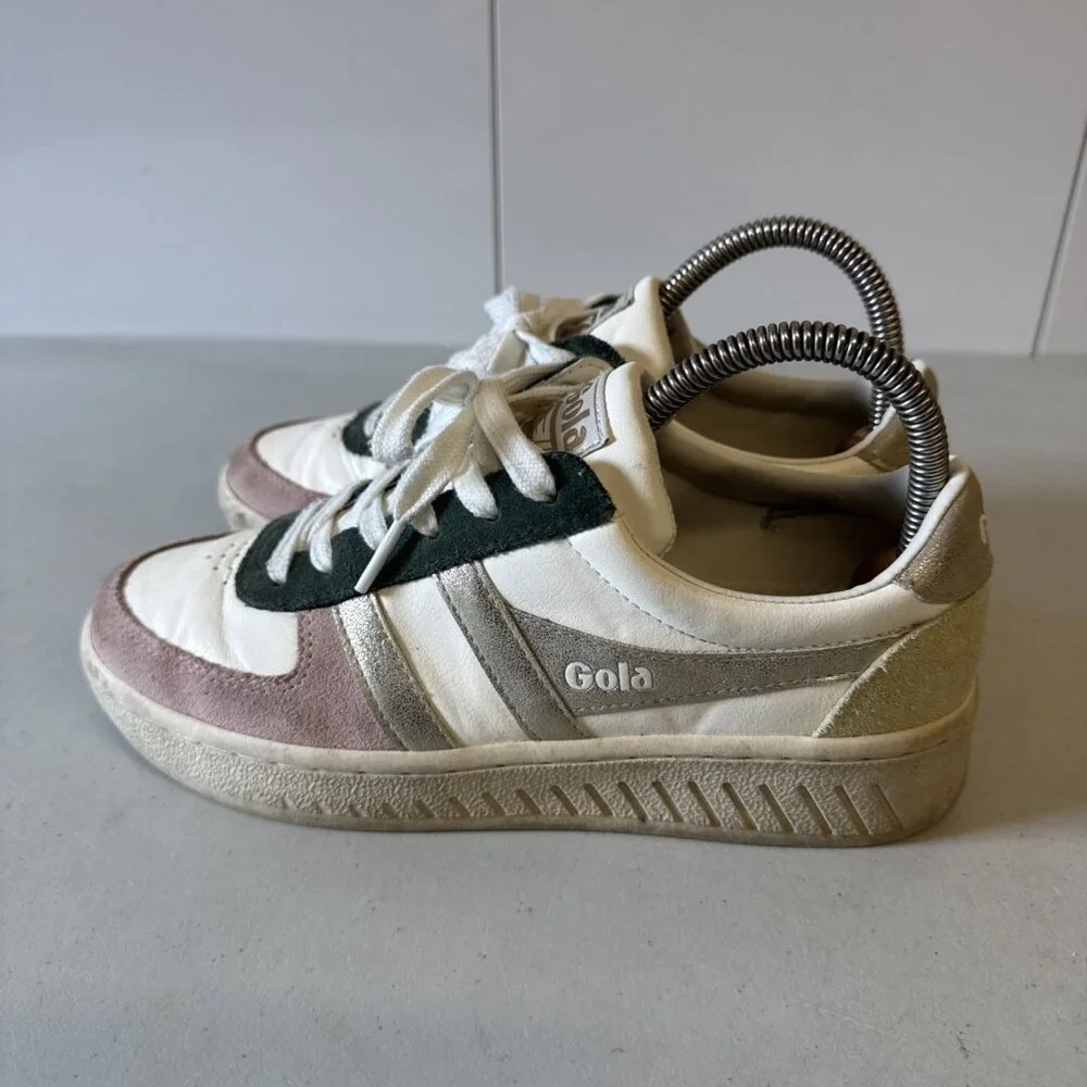 Gola Grandslam‎ Quadrant Laceup Sneakers Size 7 Pink Green Gold Athleisure